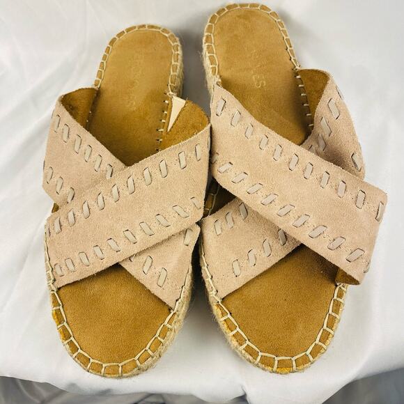 Aerosoles Dusty Pink Suede Espadrille Slide Platform Sandals Size 7.5 - Picture 4 of 10